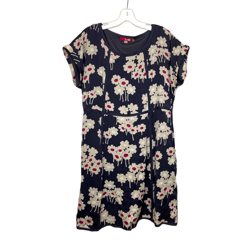 Boden Silk Floral Notting Hill Dress Size 14R Red Tan White and Blue